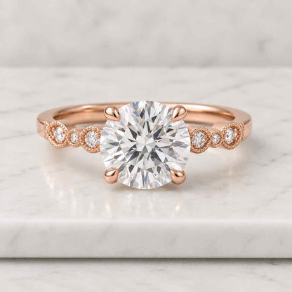 1-5ct Round Hidden Halo Cathedral Solitaire Engagement Ring, 18K Yellow Gold, IGI Certified, D-F Color VVS-VS1, Handmade New York

