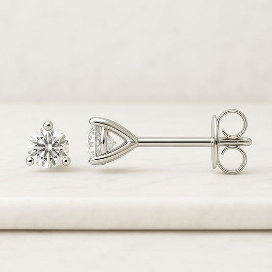 1.00CT Round Lab-Grown Diamond Stud Earrings 10K Yellow Gold Bezel Screwback Solid Gold Lab-Grown Diamond Stud Earrings  Minimalist Round Design