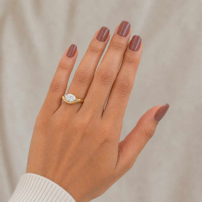 1.00 - 5.00 CT Oval Lab Grown Diamond Engagement Ring 10k 14k 18k Gold IGI Certified Diamond Ring Oval Cluster Wedding Ring