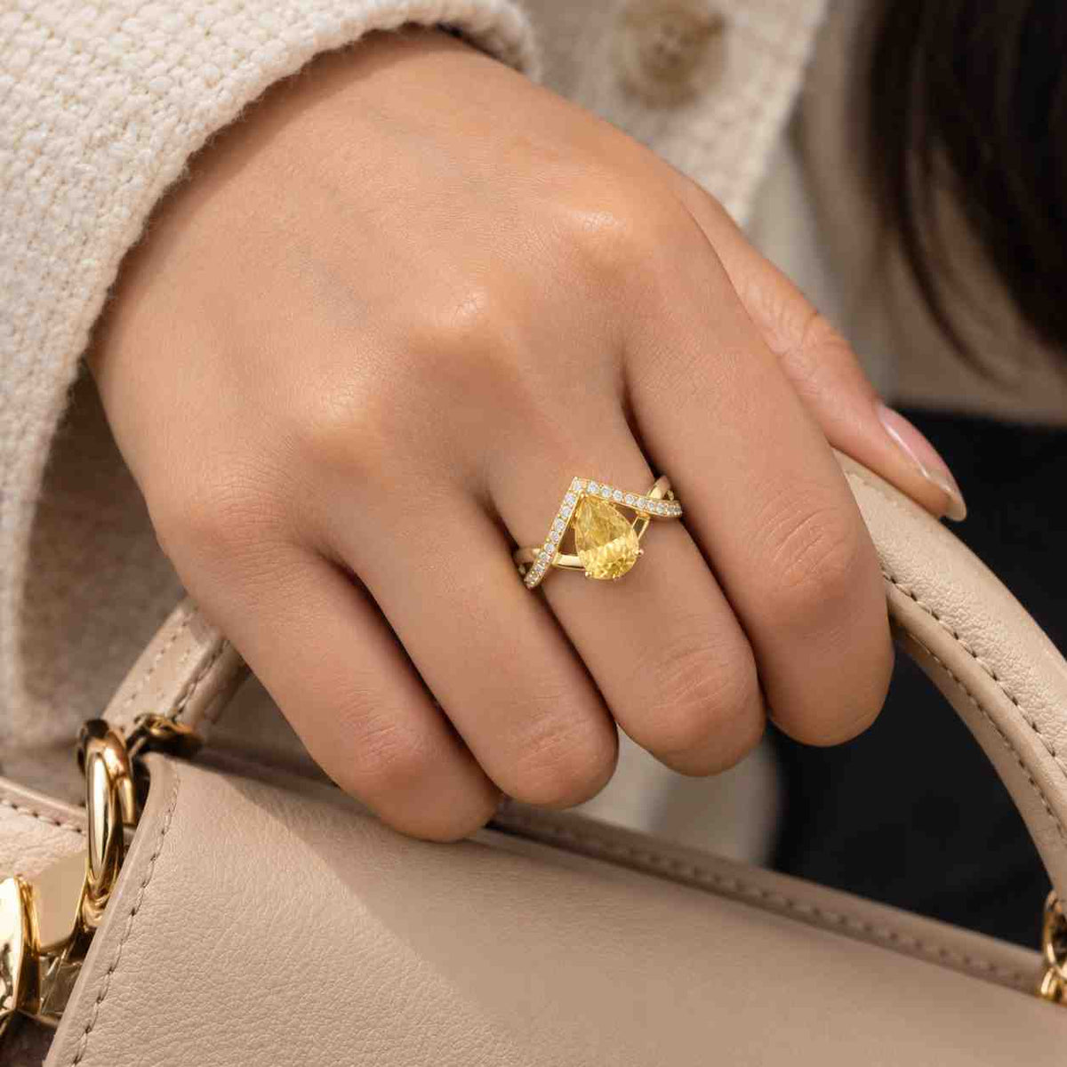 1.00 CT Round Cut Lab Diamond Bypass Engagement Ring, 14K Gold Pavé Solitaire Ring, Unique Swirl Shank Anniversary Ring, Fine Jewelry Gift
