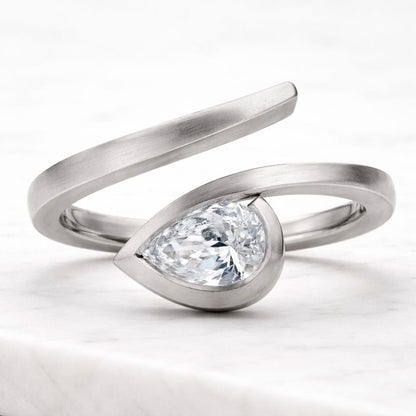 1.00 Carat 14k Gold Sculptural Open Wrap Egagement Ring