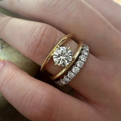 1.01 CT Round Cut Lab Grown Diamond Double Shank Ring