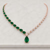 925 Sterling Silver Lab Grown Diamond and Emerald Pear Drop Necklace