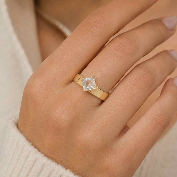 1.05 Ct Oval Cut Lab Grown Diamond Ring, CVD Diamond Engagement Ring, 14K Yellow Gold Solitaire Ring, Minimalist Bridal Jewelry
