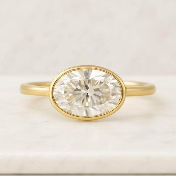 1.0CT East-West Oval Cut 14k solid gold ring Engagement Ring moissanite ring lab diamond ring Wedding Ring 925 silver ring Gift for Her