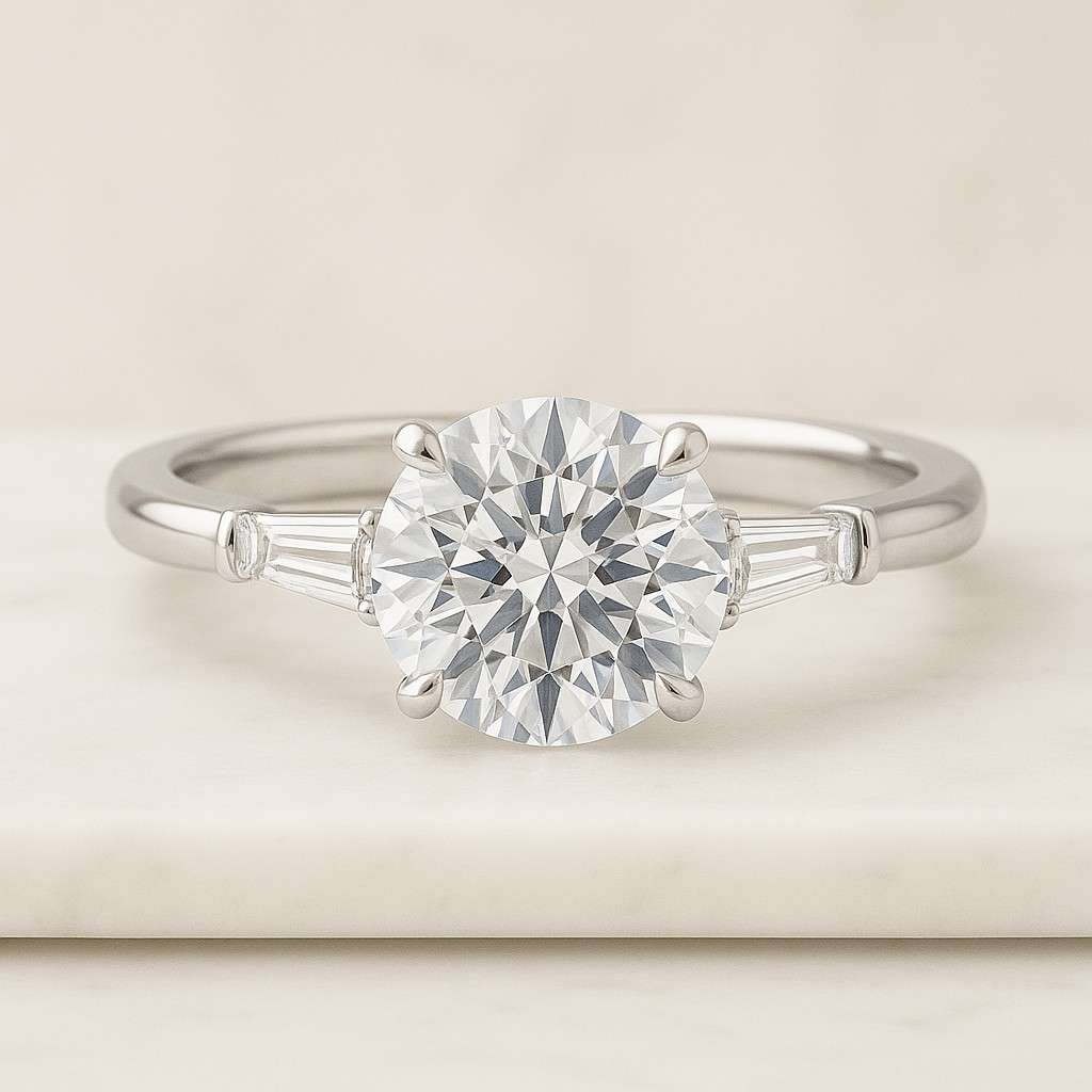 1.0 CT Moissanite Engagement Ring, 6.5 mm Moissanite Round Engagement Ring, Moissanite Round Solitaire Engagement Ring