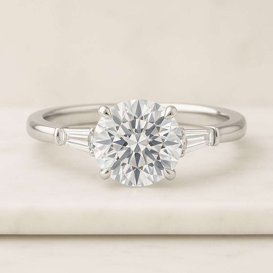 1.0 CT Moissanite Engagement Ring, 6.5 mm Moissanite Round Engagement Ring, Moissanite Round Solitaire Engagement Ring