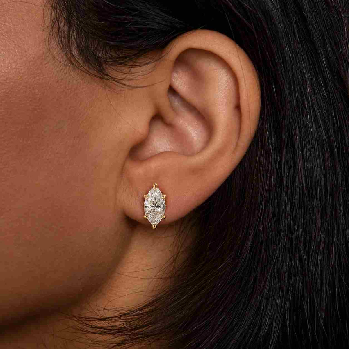 1.0 to 4.0 CT Lab Grown Diamond Stud Earrings Gifts for Mother/Wife/Daughter | Trillion Cut Diamond Earrings Dainty Solitaire Stud Earrings
