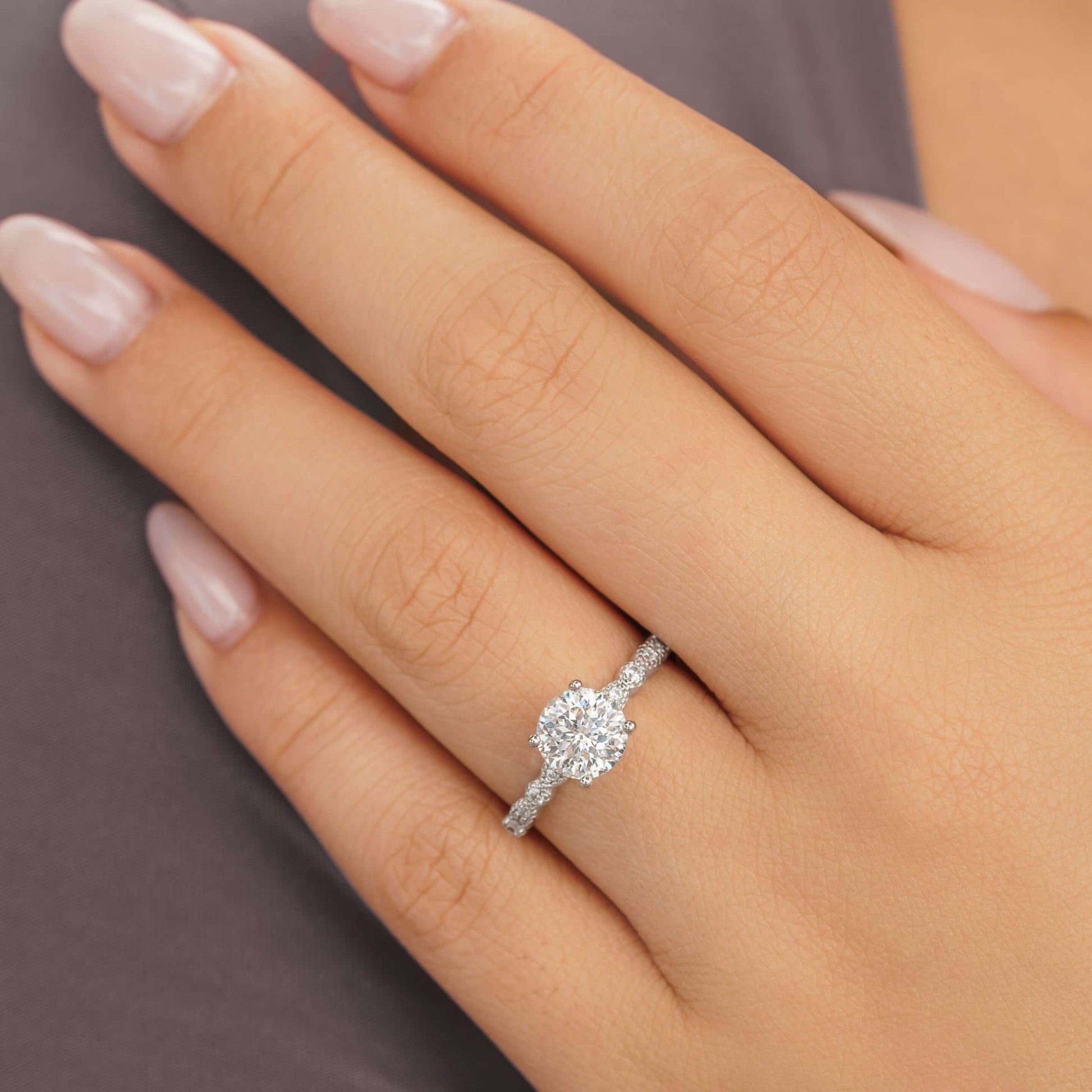 1.10 CT Round Cut Prong Set Half Eternity Diamond Ring