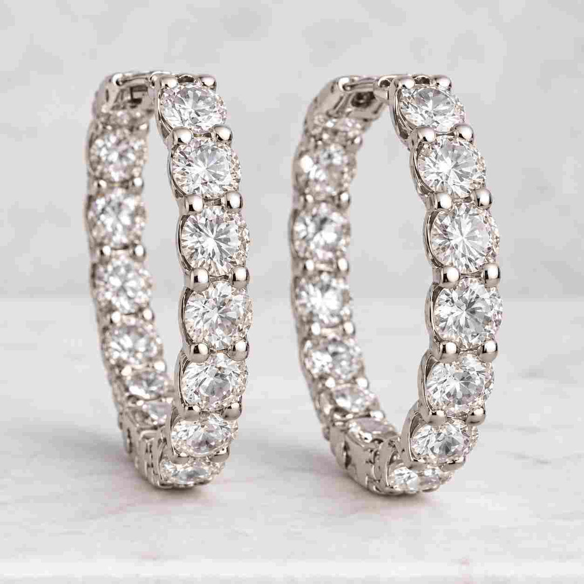 1.10 tcw round cut lab grown diamond huggie hoops for her, 10k white gold cvd diamond hoop earrings, hand made diamond dainty earrings
