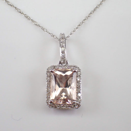 1.15 CT Radiant Cut Diamond Halo Necklaces for Women