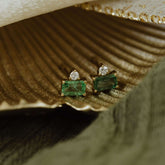 1.20 CT Green Colored Emerald Cut Stud Earrings