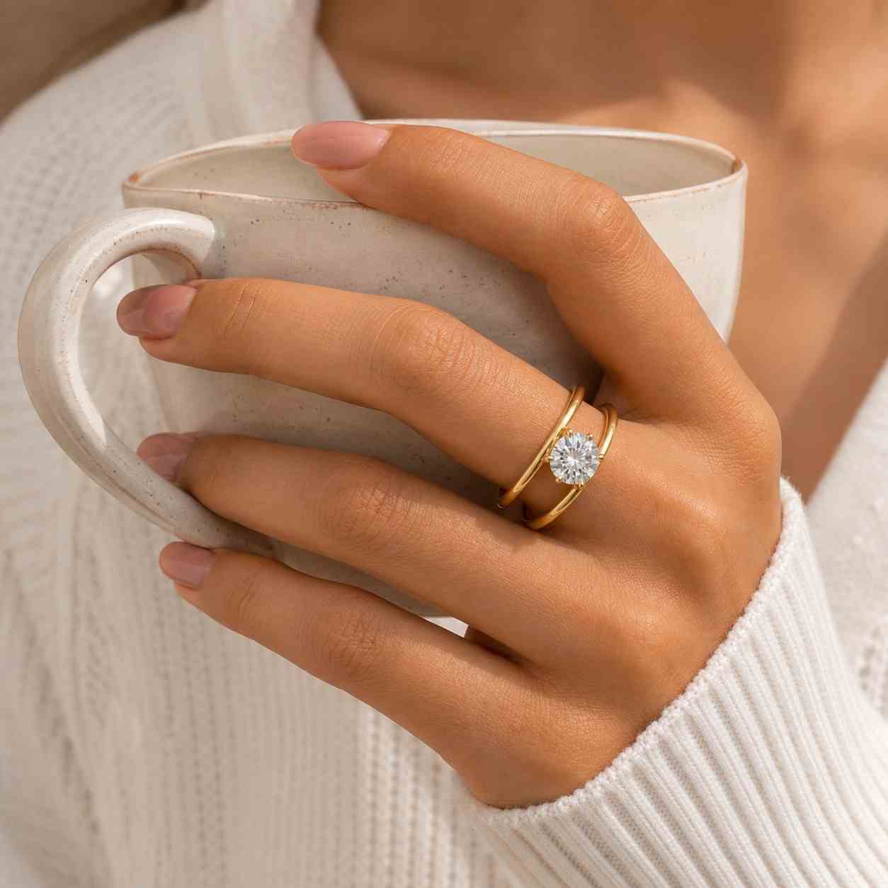 1.21 ctw round cut lab grown diamond engagement ring with tapered diamond band, d vvs2 igi certified diamond, promise ring for women
