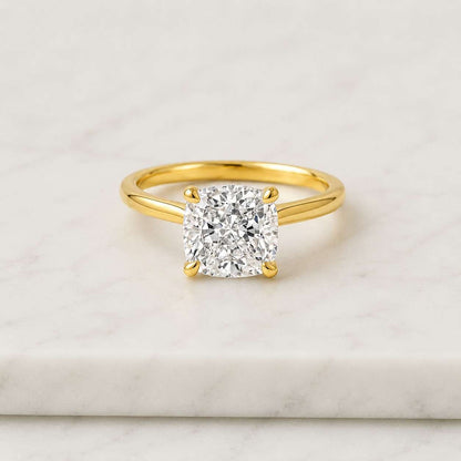 Elongated Cushion Cut Lab Grown Diamond Engagement Ring | Hidden Halo IGI Certified Ring in 10K 14K 18K Solid Gold, Silver & Platinum