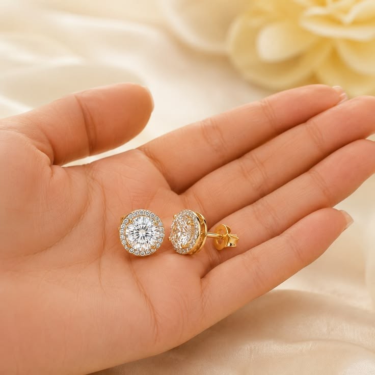 1.2 ctw round cut lab diamond halo stud earrings
