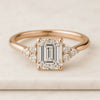 0.50 To 2.00 CT Emerald Cut Engagement Ring, Side Three Stone Diamond Ring