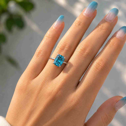 1.4 CTW Asscher Cut Lab Grown Diamond Ring, Halo Split Shank Diamond Engagement Ring D VVS2 IGI Certified Diamond Promise Ring 