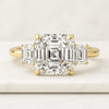 Asscher Cut Three Stone Lab Diamond Engagement Ring