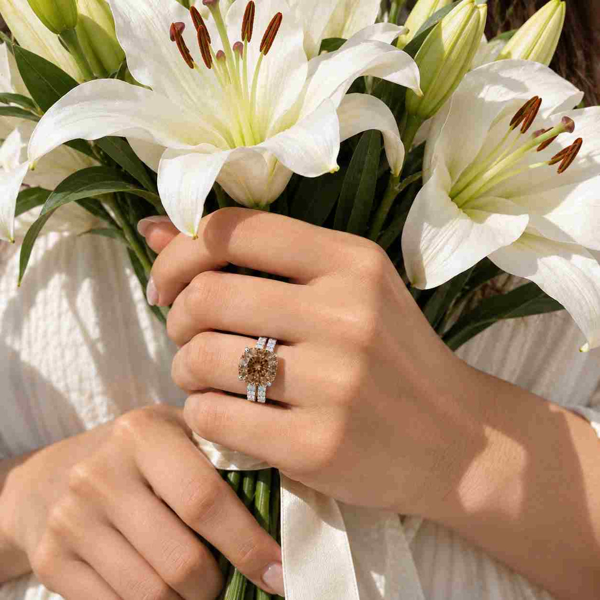 1.50ct elongated cushion cut lab grown diamond or moissanite solitaire engagement ring, hidden halo

