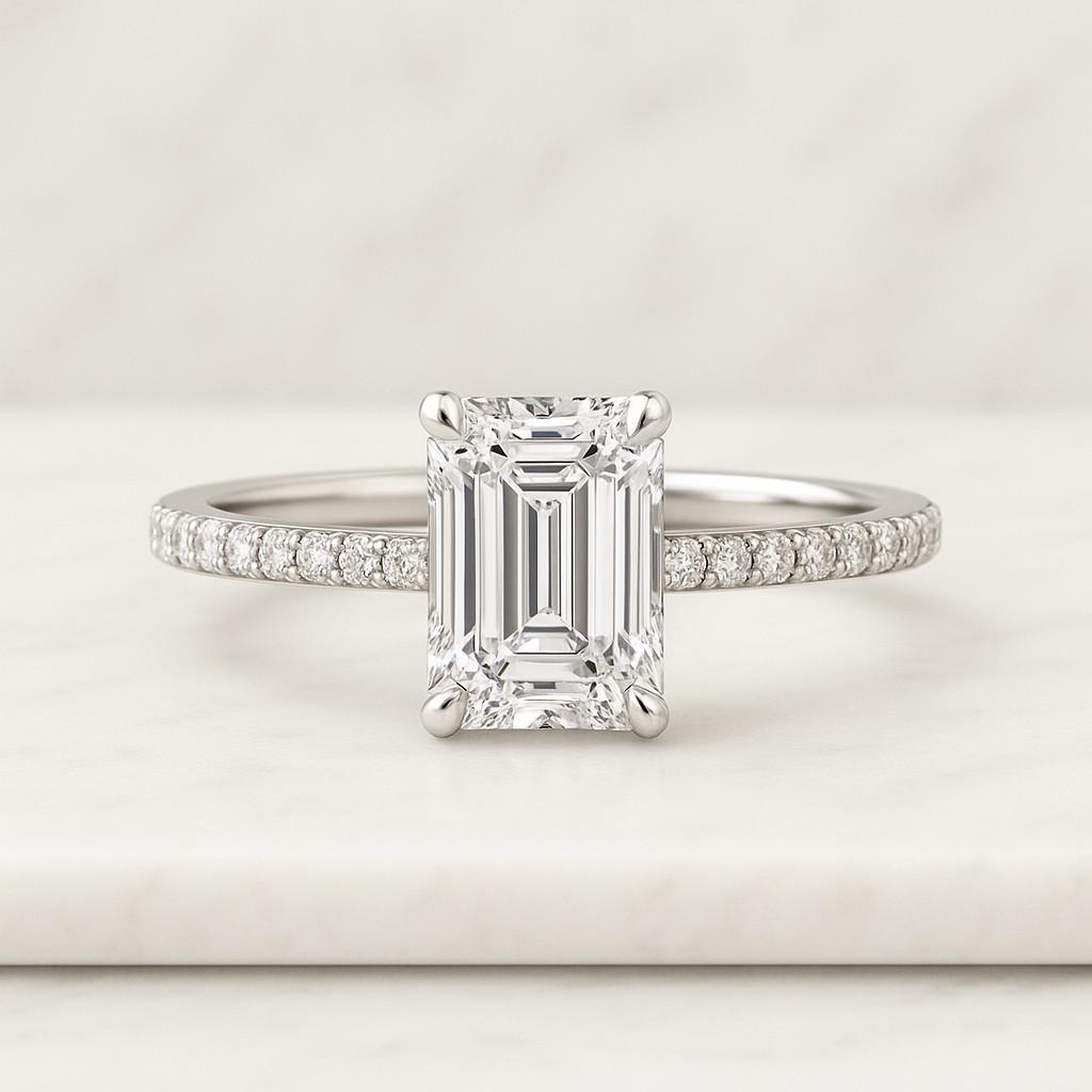 1.50 Carat Lab Grown Diamond Emerald Cut Engagement Ring