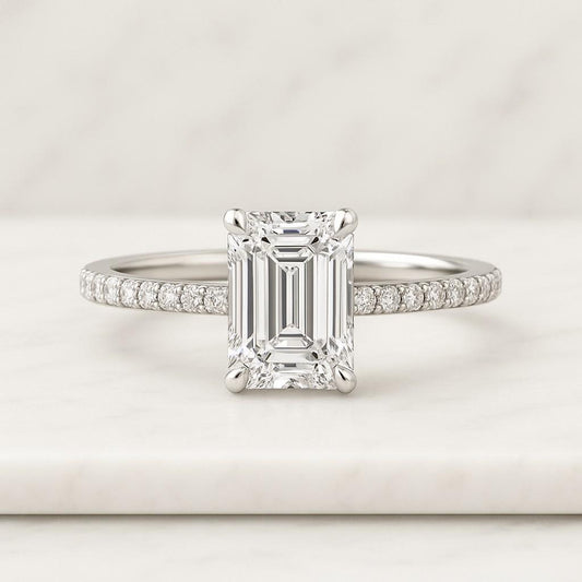 1.50 Carat Lab Grown Diamond Emerald Cut Engagement Ring