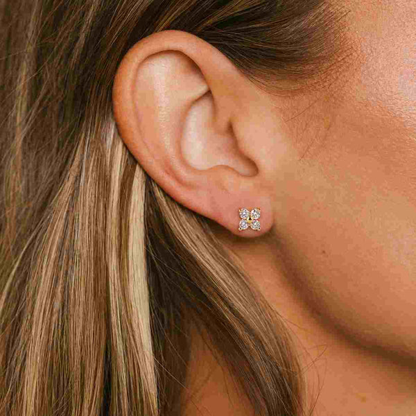 1.50 Ct Diamond Earring Studs, 14K Yellow Gold Lab Grown 4 Prong Diamond Earrings For Women 
