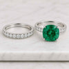 Vivid Green Cushion Cut Lab Grown Diamond Bridal Set