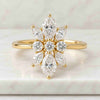 Marquise Cut Lab Grown Diamond Floral Cluster Engagement Ring