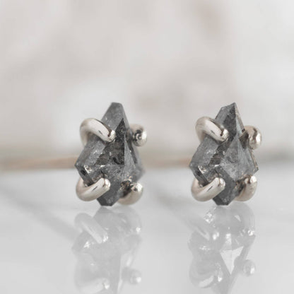 1.56 CT Kite Cut Salt And Pepper Stud Earrings