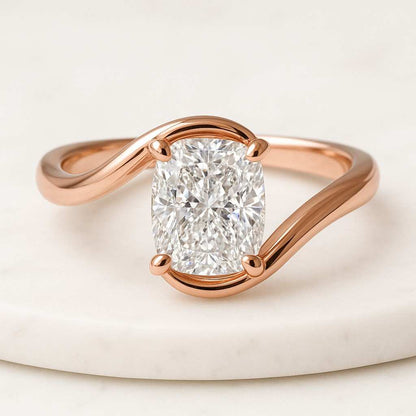 1.5, 2.5 or 3CT Cushion Cut Lab Created Diamond Wedding Ring  Yellow Gold PlatedClassic Elongated Cushion CZ Ring