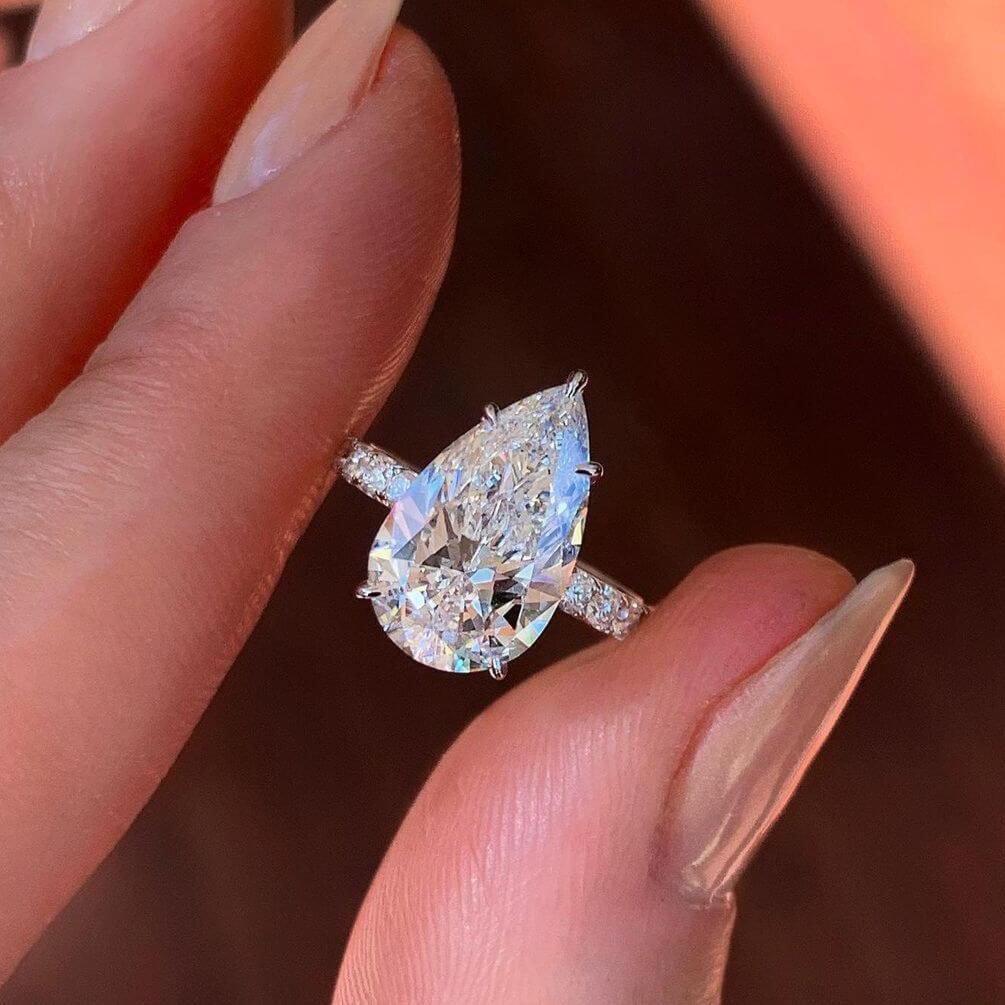 1.5 Carat Pear Cut Diamond Engagement Ring