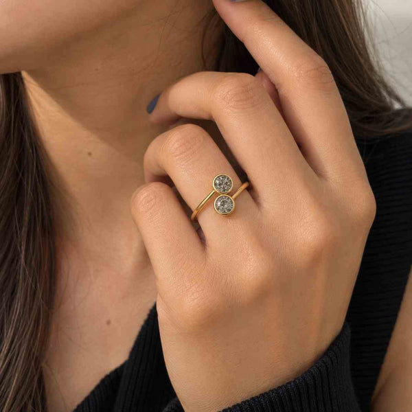 1.5ct Round Three Stone Lab Grown Brilliant Cut IGI Certified Diamond Engagement Ring solid Yellow gold, Promise Ring, Proposal ring For Her