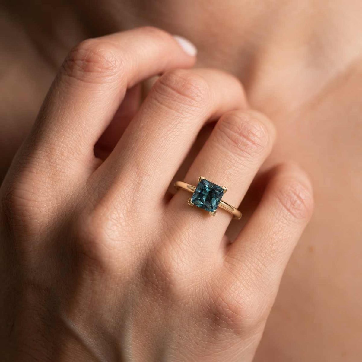1.65 carat natural emerald gemstone ring / bezel set three stone ring / solid 14k gold engagement ring/ anniversary gift for girlfriend
