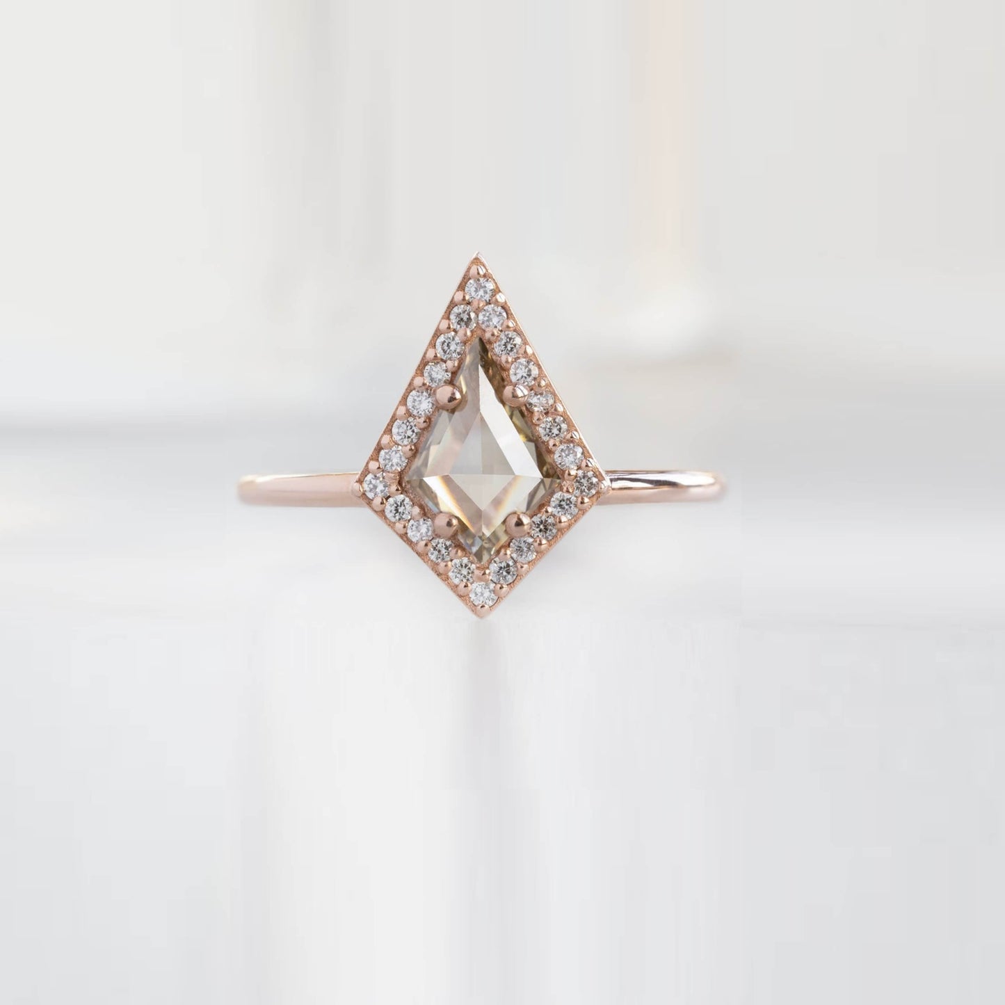1.74 CT Kite Shaped Salt And Pepper Diamond Ring