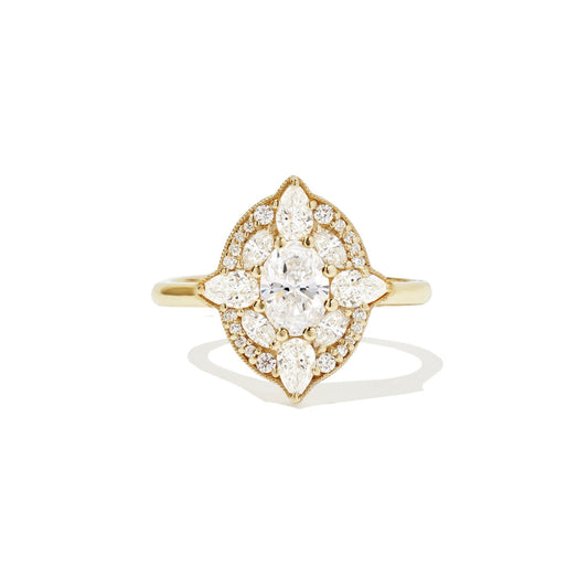 1.75 CT Antique Oval Cut Multi Diamond Ring
