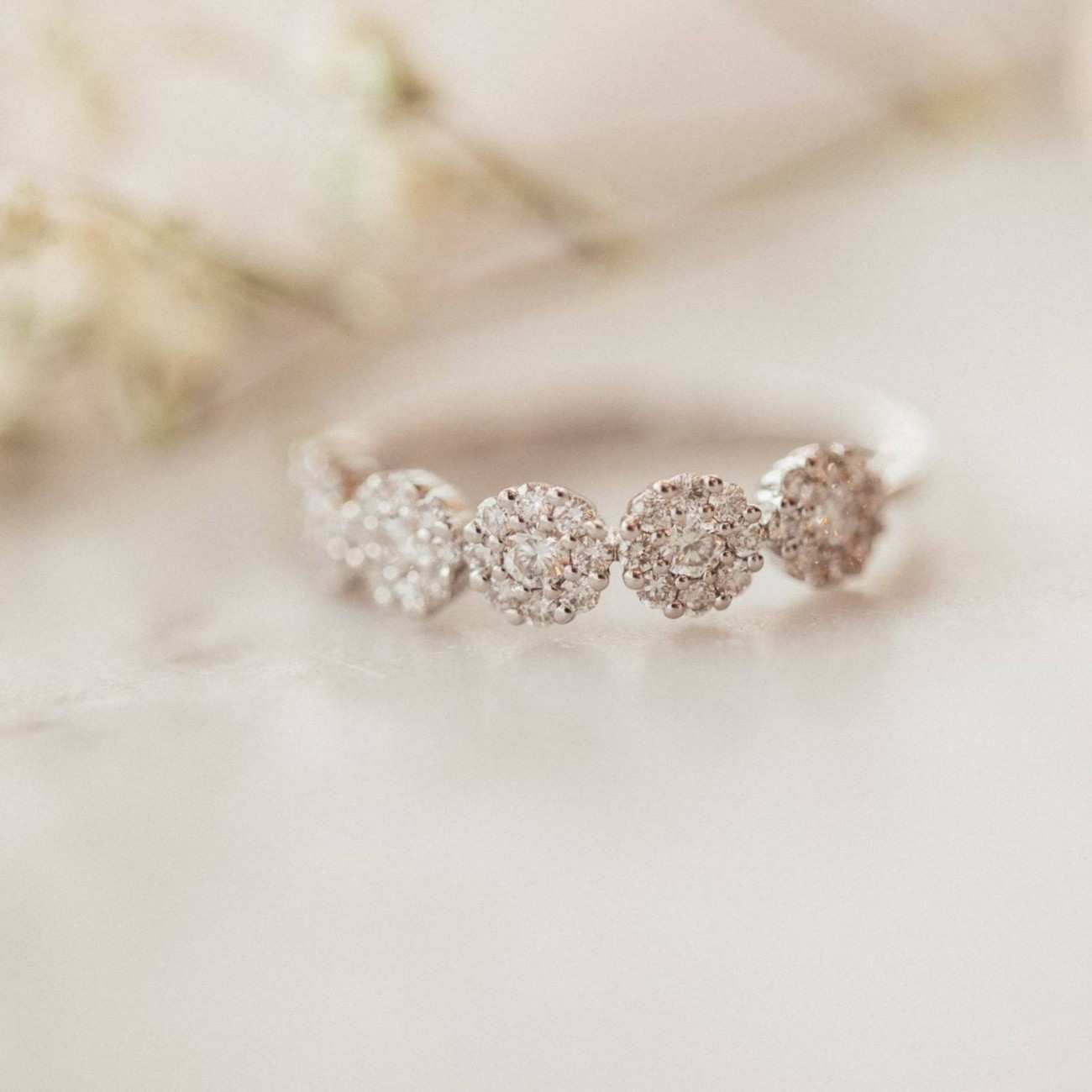 1.8mm wide Moissanite Half Eternity ring in Titanium