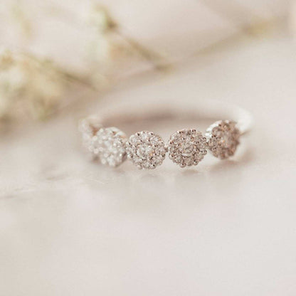 1.8mm wide Moissanite Half Eternity ring in Titanium