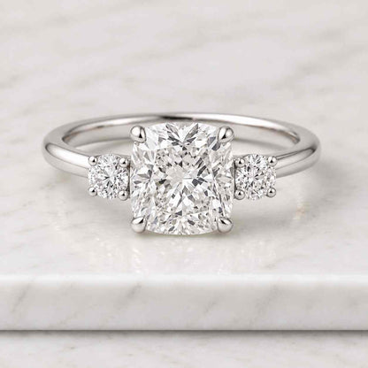 1.92 CTW Three Stone Cushion Cut Engagement Ring