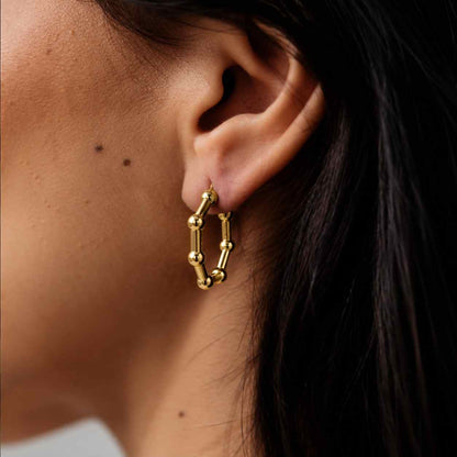 10K 14K 18K Solid Gold Beaded Huggie Hoop Earrings, Gold Ball Hoops, Dainty Bead Huggies, Minimalist Stacking Earrings Gift

