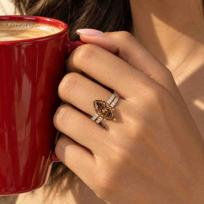 10K 14K 18K Solid Yellow Gold Marquise Engagement Ring Silver Platinum Rose White Gold Ring Genuine Lab Grown Diamond Marquise Ring Muse Set
