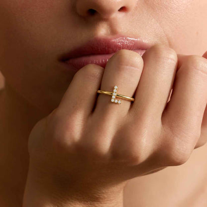 10K/14K Solid Gold Initial Ring with Lab Diamonds | Unique Personalized Letter Jewelry
