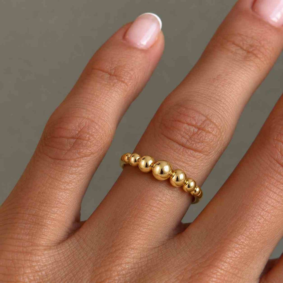 10K/14K Solid Yellow Gold Flat Bead Stackable Ring 