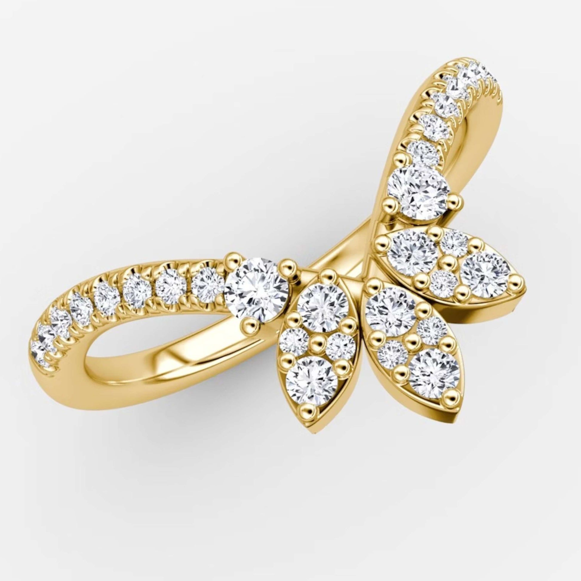 10K Curved Marquise Shape Half Eternity Wedding Band