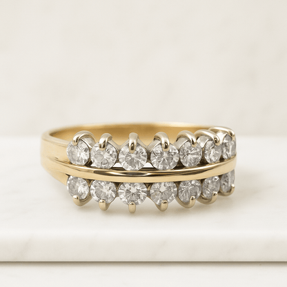 10K Gold Lab Grown Diamond Wedding Band Full Eternity Stackable Ring