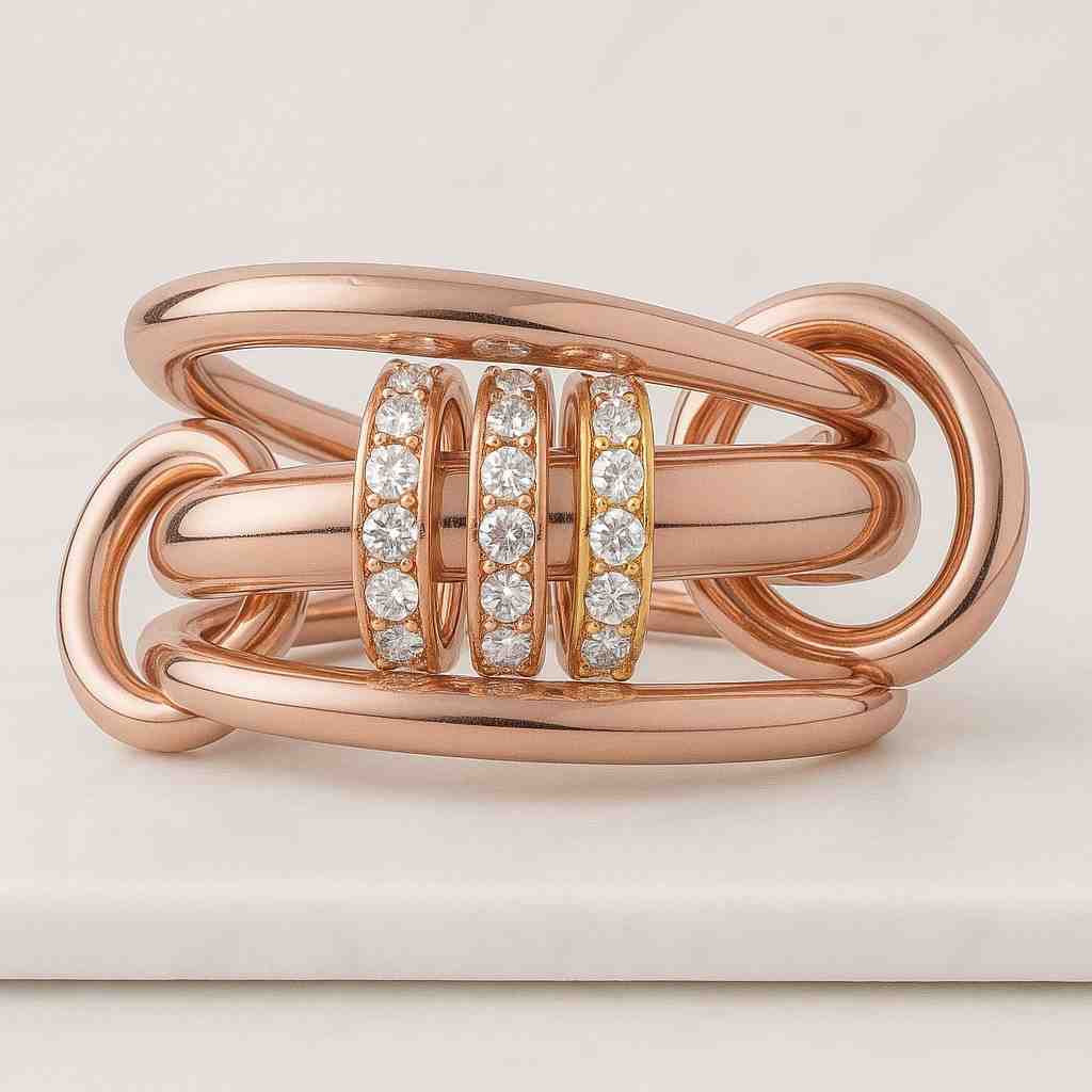 10k gold multi link two tone connected ring