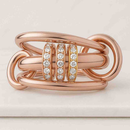 10K Gold Multi Link Two Tone Connected Ring