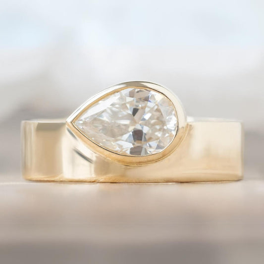 10K Pear Cut Lab Grown Diamond Wedding Band