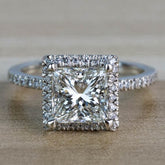 10K Princess Cut Hidden Halo Engagement Ring