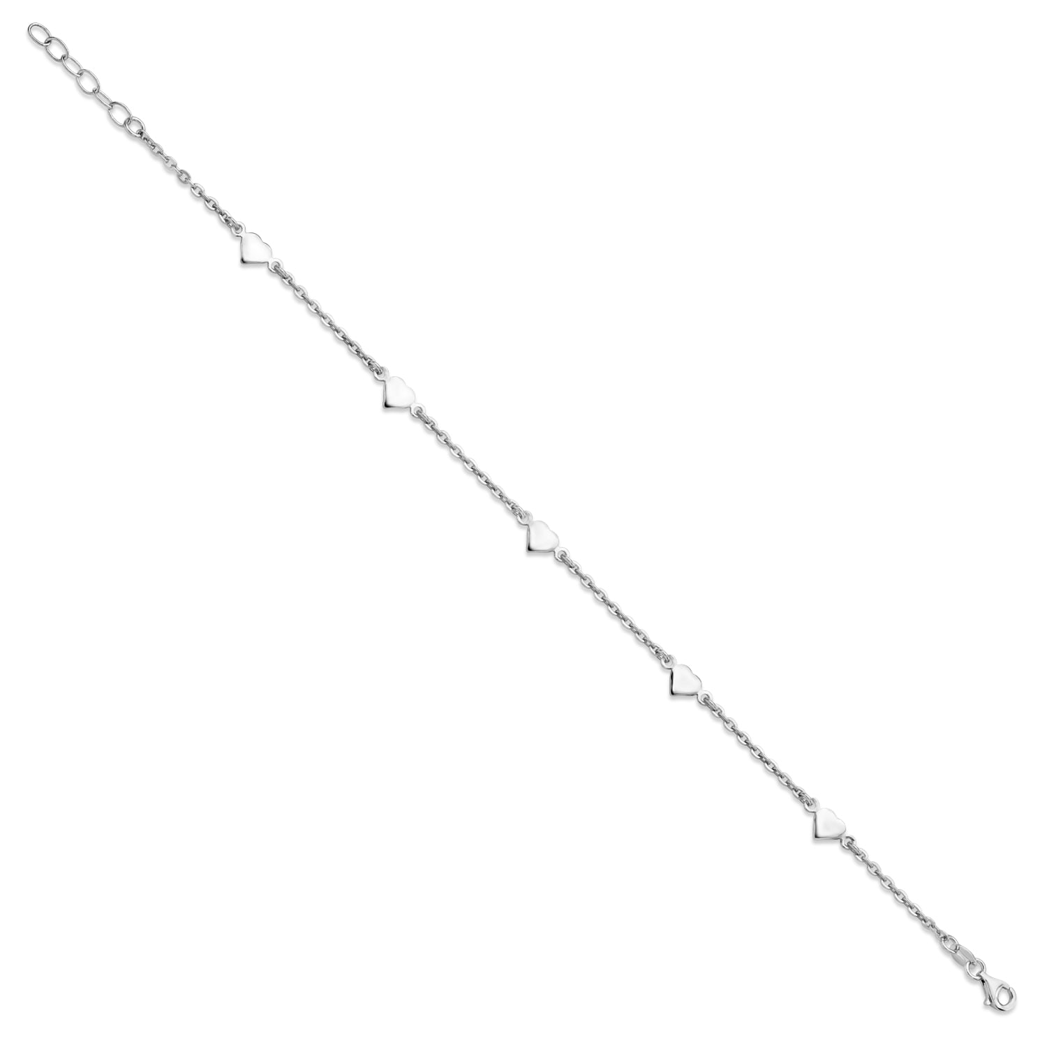10K Solid Gold Beautiful Heart Station Anklet Bracelet