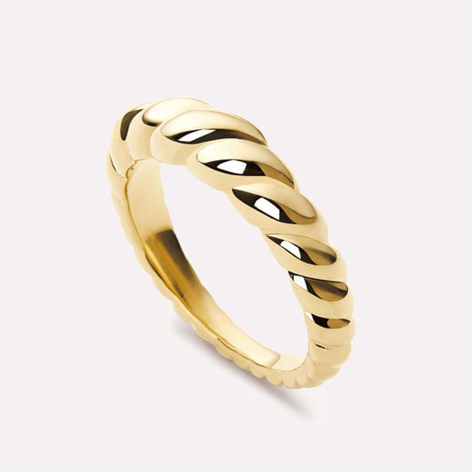 10K Solid Gold Braided Twist Ring For Women
